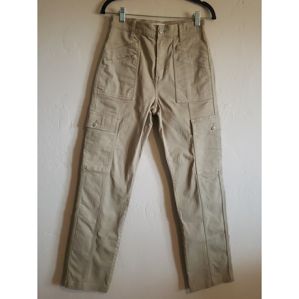 Madewell Pants Straight Cargo 90s Womens Sz. 25 Dyed Beige Utility Herringbone